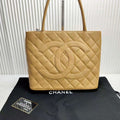 Chanel Beige Caviar Leather Grand Shopping Tote Bag