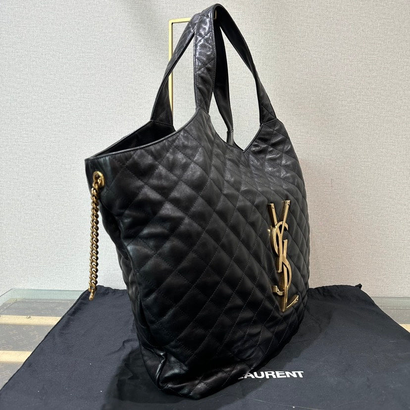 YSL Icare Black Quilted Tote Bag 36x36x8cm