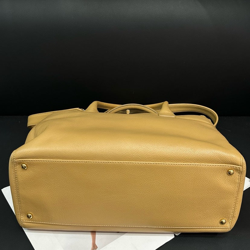 Chanel Cerf Tote Beige Leather Bag Medium