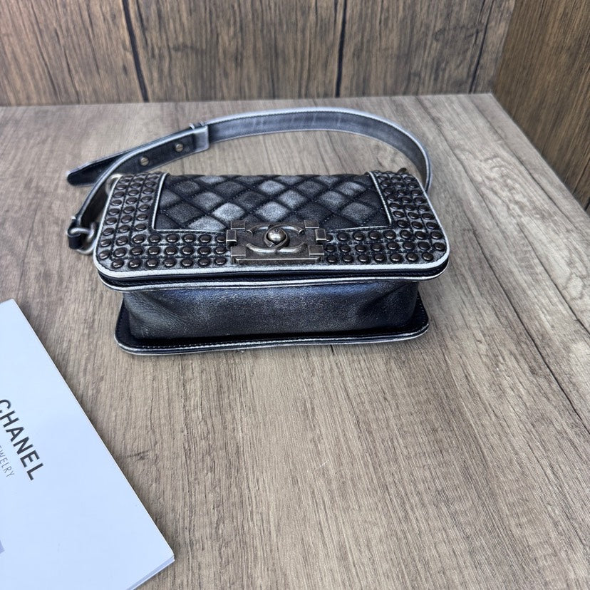 Chanel Leboy Small Distressed Black Quilted Bag 20x13x7cm
