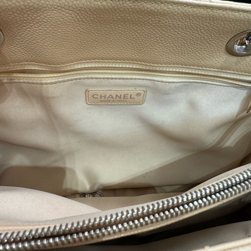Chanel GST Beige Caviar Quilted Leather Tote Bag 36x24.5x15cm