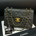 Chanel Vintage CF Maxi Black Quilted Leather Shoulder Bag