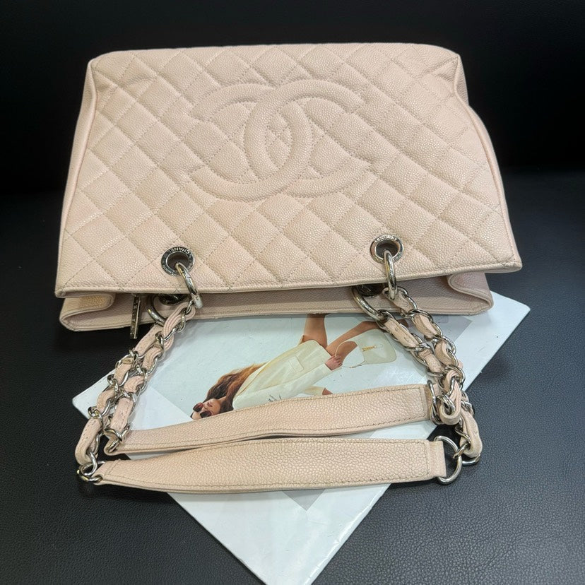 Chanel GST Caviar Beige Quilted Leather Tote Bag 36x24.5x15cm