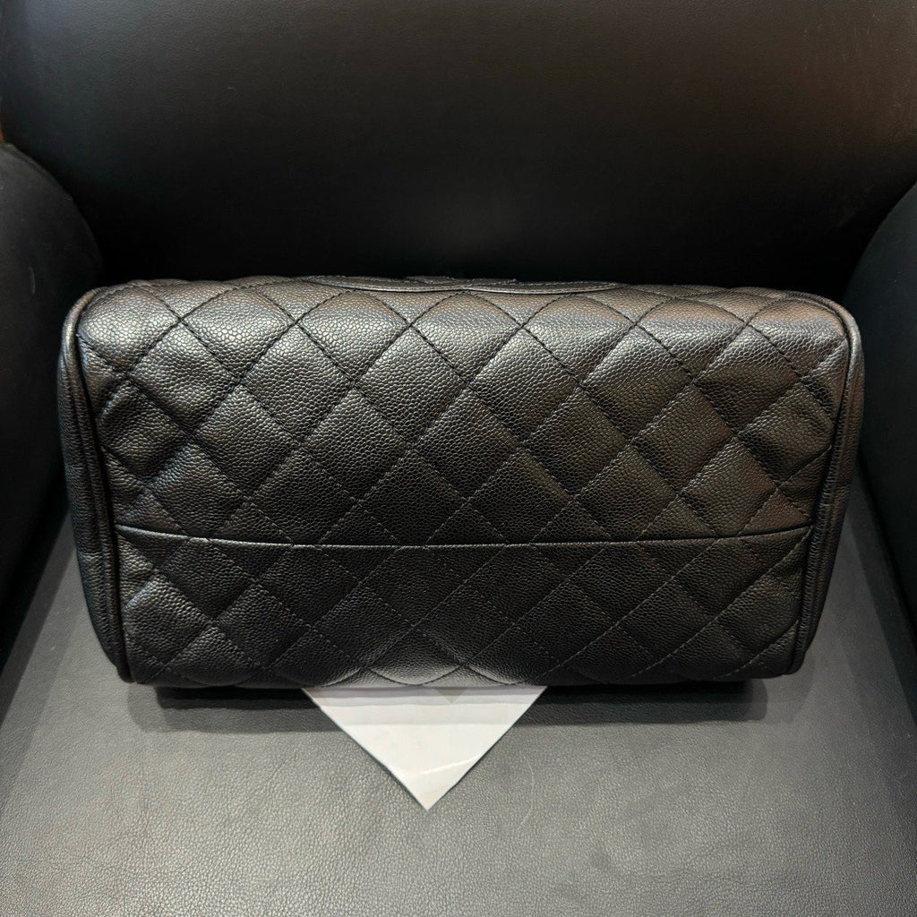 Chanel Black Quilted Caviar Bowler Bag Large
