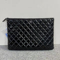 Chanel Quilted Patent Black Clutch