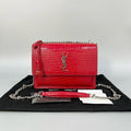Saint Laurent Sunset Bag Red Croc Leather