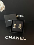 Chanel Heart Pearl CC Full Diamonds Earrings Gold