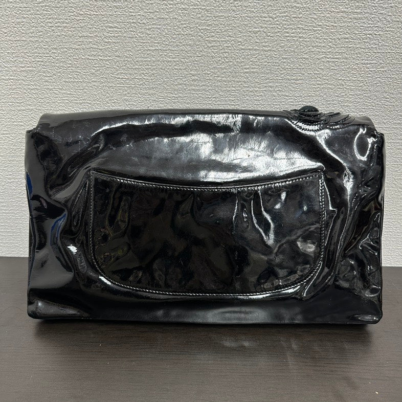 Pre-loved Chanel V Black Floral Patent Leather Chain Shoulder Bag
