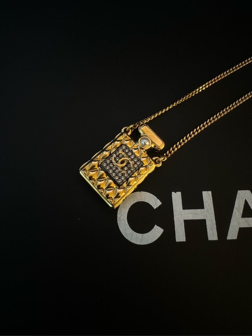 Chanel N5 Gold Perfume Bottle Necklace Adjustable 2021
