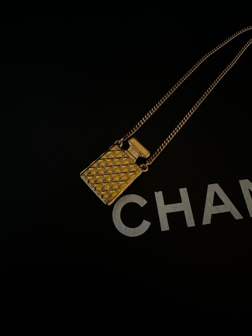 Chanel N5 Gold Perfume Bottle Necklace Adjustable 2021
