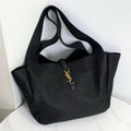 Saint Laurent YSL Bea Tote Bag in Black Leather
