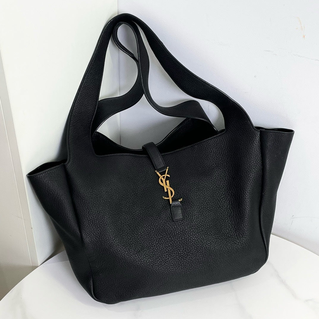 Saint Laurent YSL Bea Tote Bag in Black Leather
