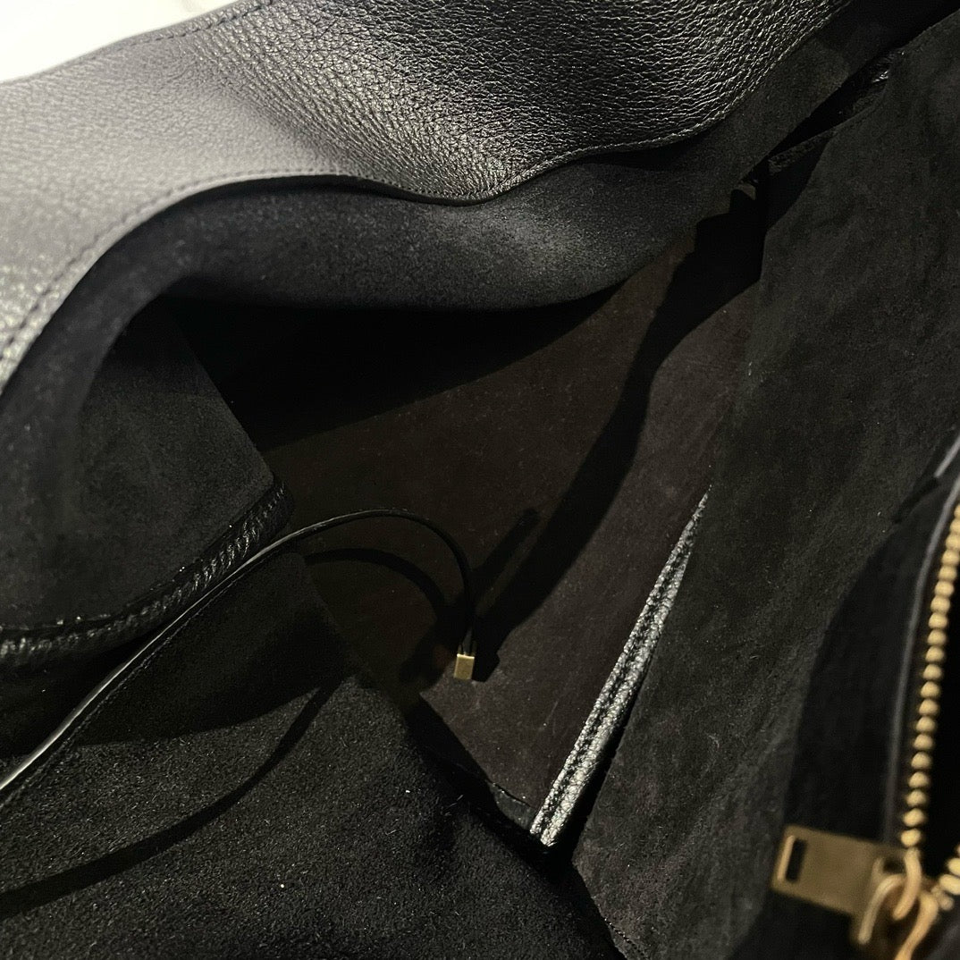 Saint Laurent YSL Bea Tote Bag in Black Leather