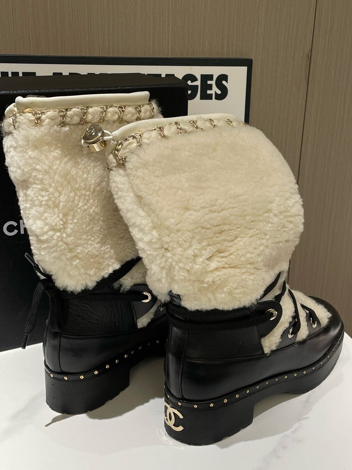 Chanel Shearling Boots White Shearling Style Boots