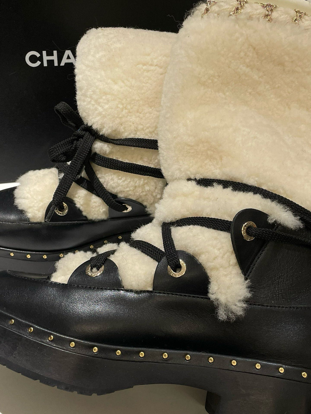 Chanel Shearling Boots White Shearling Style Boots