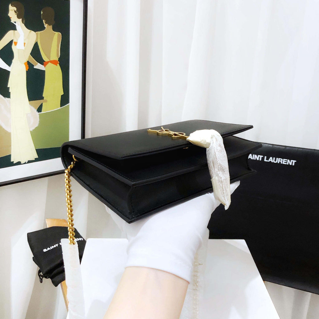 Saint Laurent Kate Shoulder Bag in Black Leather - Preloved