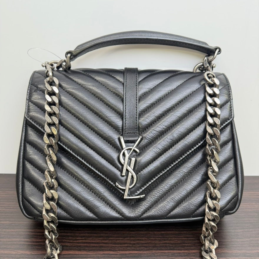 Preloved YSL Loulou College Calfskin Black Shoulder Bag B1011