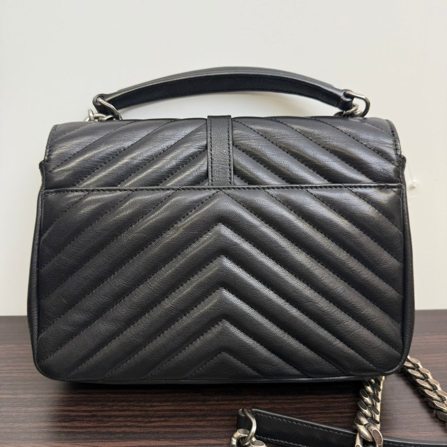 Preloved YSL Loulou College Calfskin Black Shoulder Bag B1011