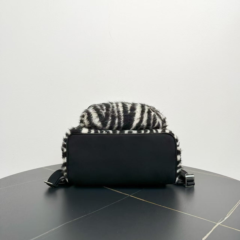 Saint Laurent Zebra Print Leather Backpack - Black & White
