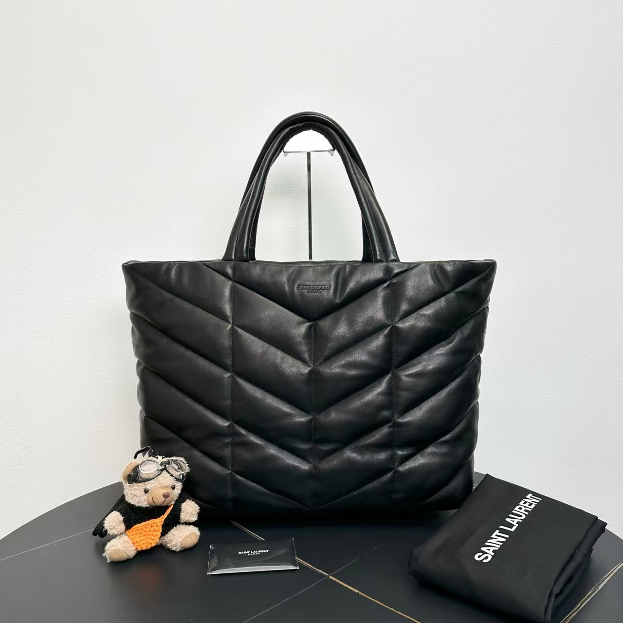 Preloved YSL Saint Laurent Quilted Black Leather Tote Bag