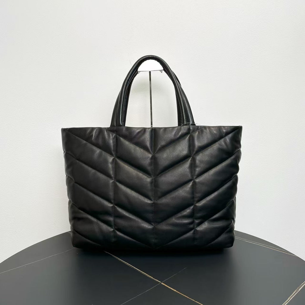 Preloved YSL Saint Laurent Quilted Black Leather Tote Bag