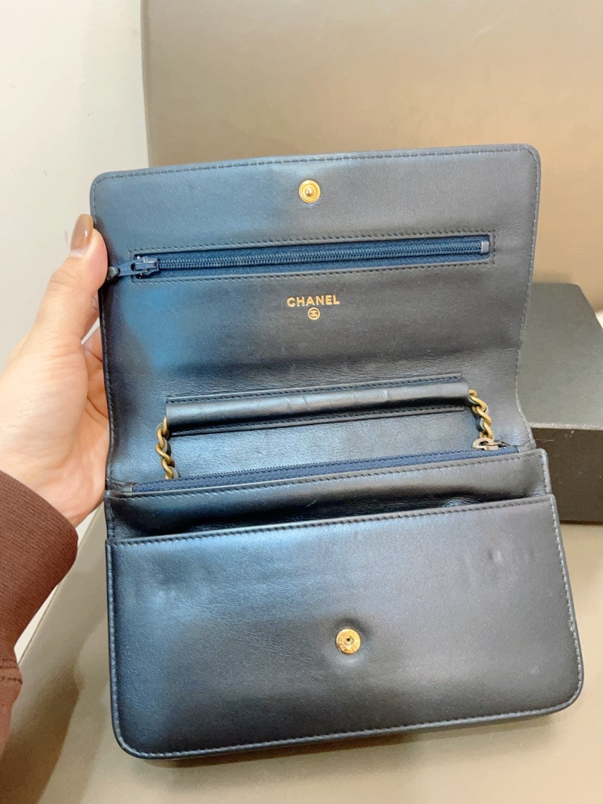 Chanel Preloved WOC Limited Edition Black Wallet on Chain with Box