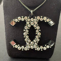 Preloved Chanel Coco Rhinestone Necklace Black 09C 40558