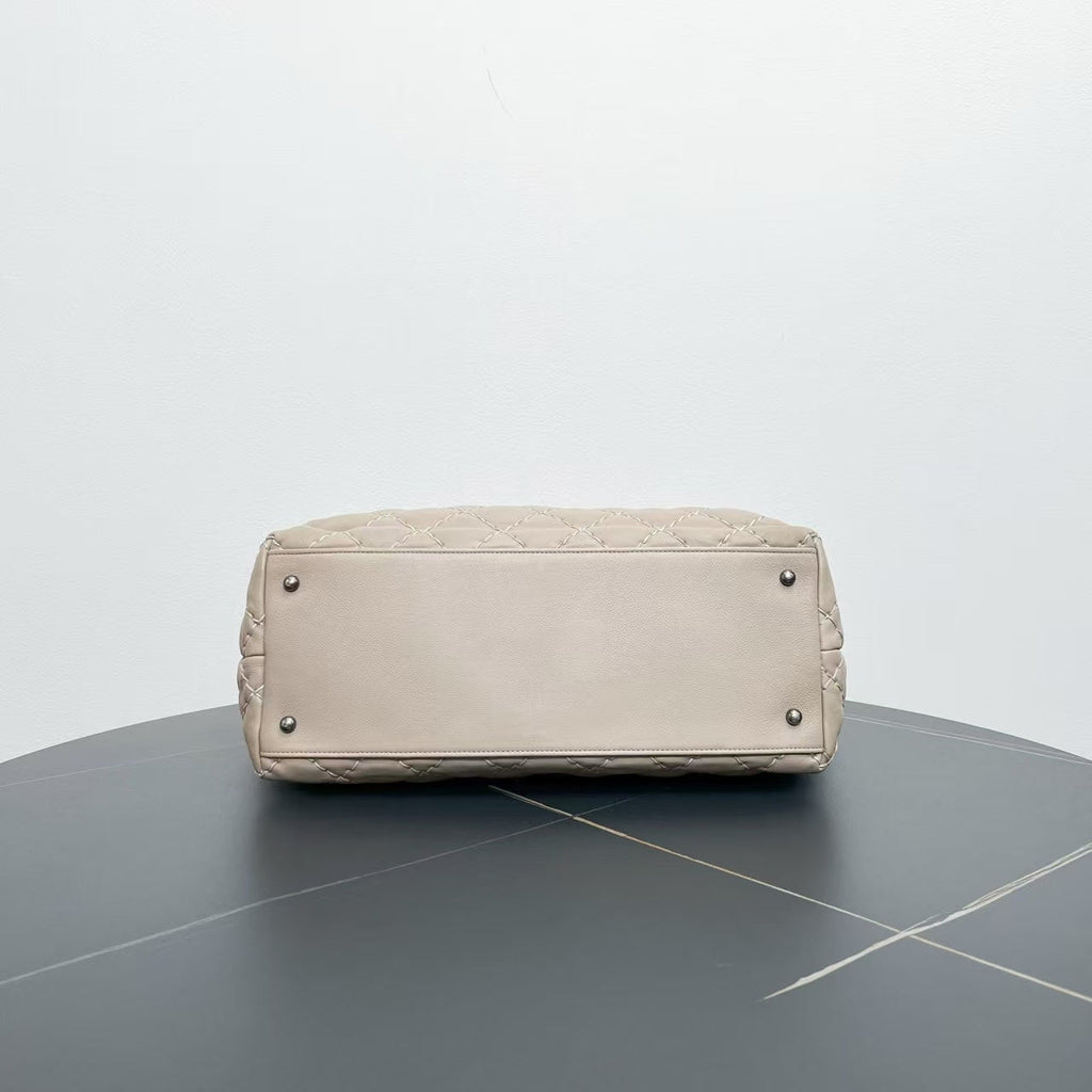 Chanel Quilted Beige Leather Tote Bag