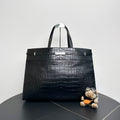Saint Laurent Niki Black Crocodile-Embossed Leather Tote Bag
