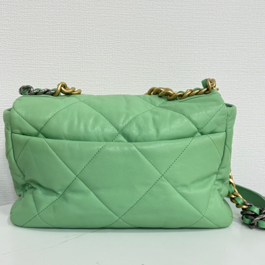 Preloved Chanel 19 Calfskin 2way Chain Bag in Mint Green Shoulder Bag