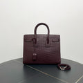 Saint Laurent Crocodile-Embossed Burgundy Sac De Jour Tote Bag