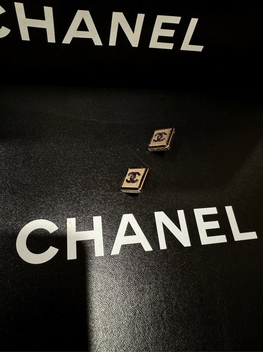 Chanel Purple Square CC Earrings A21