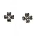 Pre-loved CHANEL Coco Mark Earrings Silver Black C24K 961776