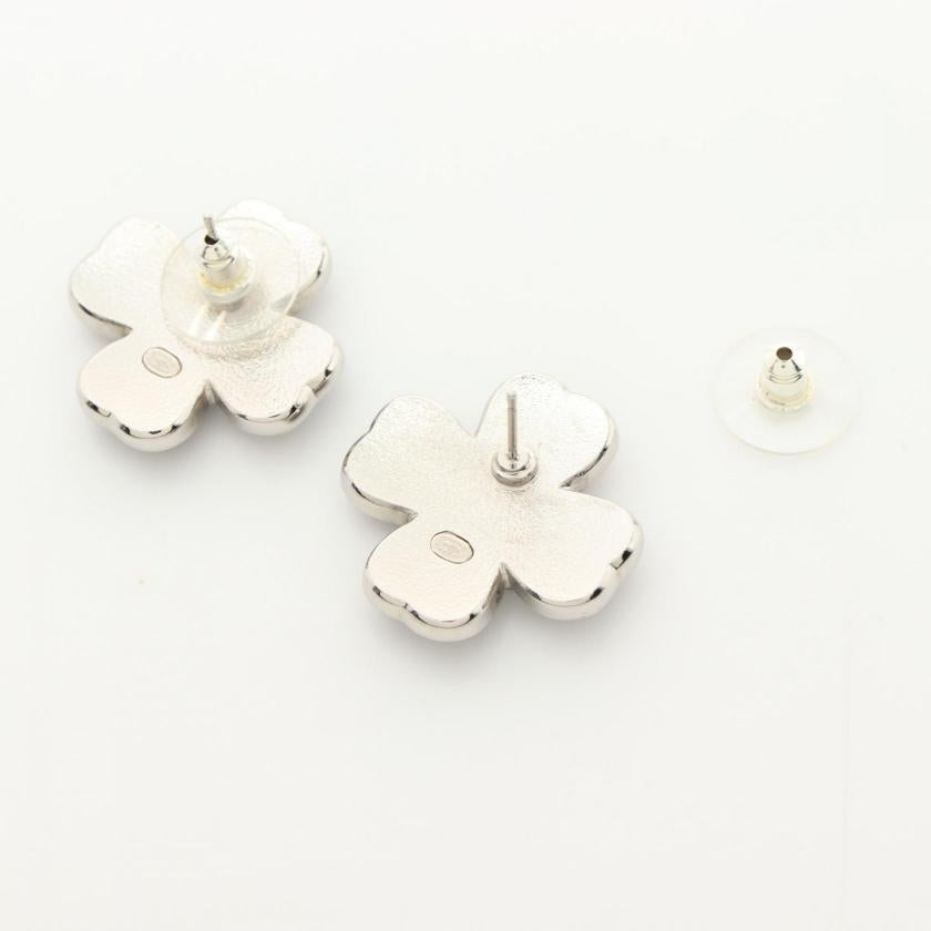 Pre-loved CHANEL Coco Mark Earrings Silver Black C24K 961776