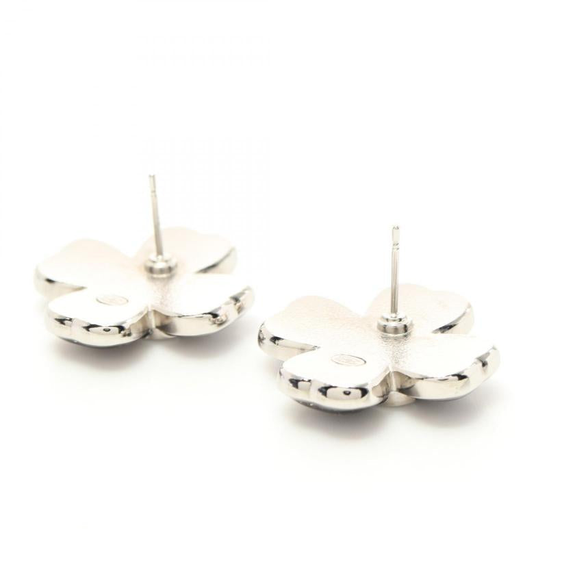 Pre-loved CHANEL Coco Mark Earrings Silver Black C24K 961776