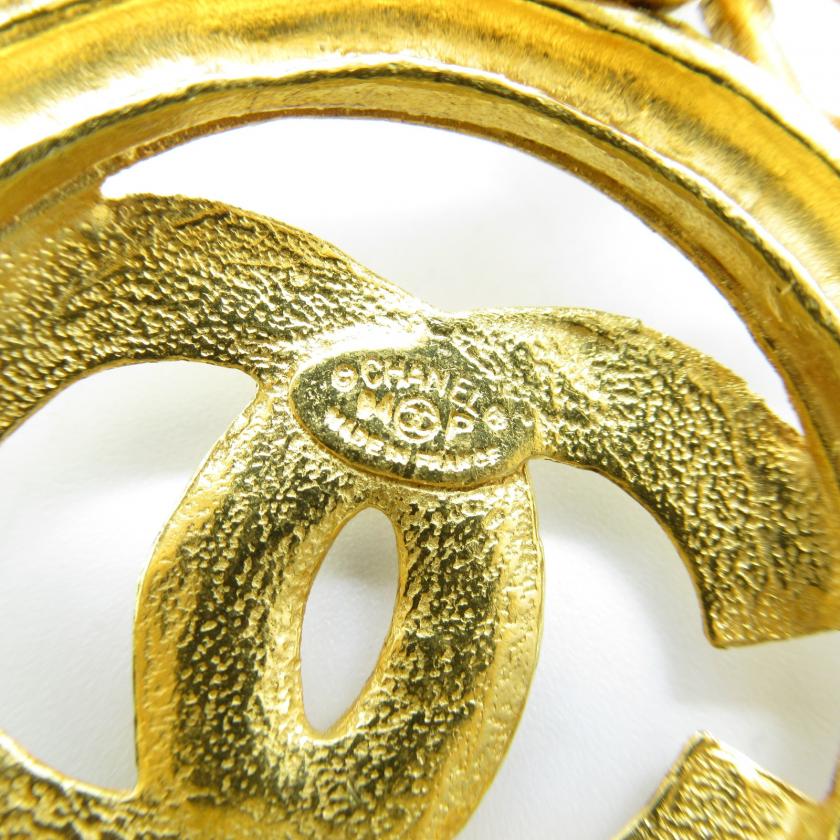 CHANEL Coco Mark Long Necklace Gold Plated Gold Necklace