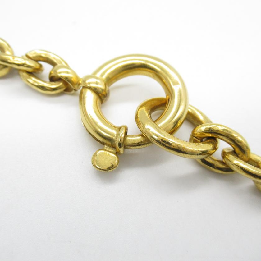 CHANEL Coco Mark Long Necklace Gold Plated Gold Necklace