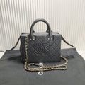 Preloved Chanel Quilted Black Leather Top Handle Bag 12255627