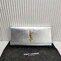 Preloved Saint Laurent YSL Silver Metallic Clutch 12239639