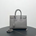 Preloved YSL Sac De Jour Croc Embossed Gray Leather Two-Way Bag