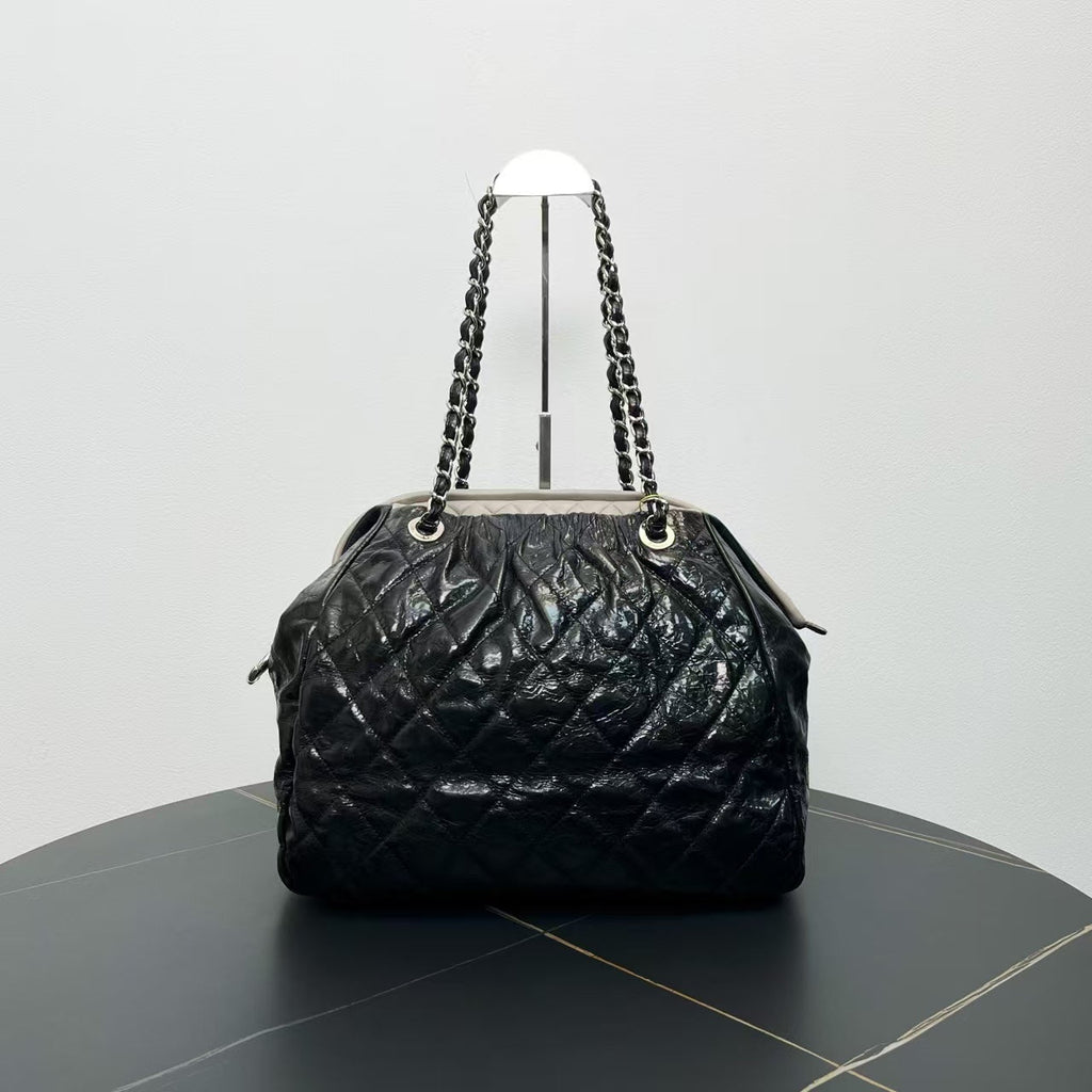 Chanel Quilted Black Lambskin Tote Bag 2009-2010