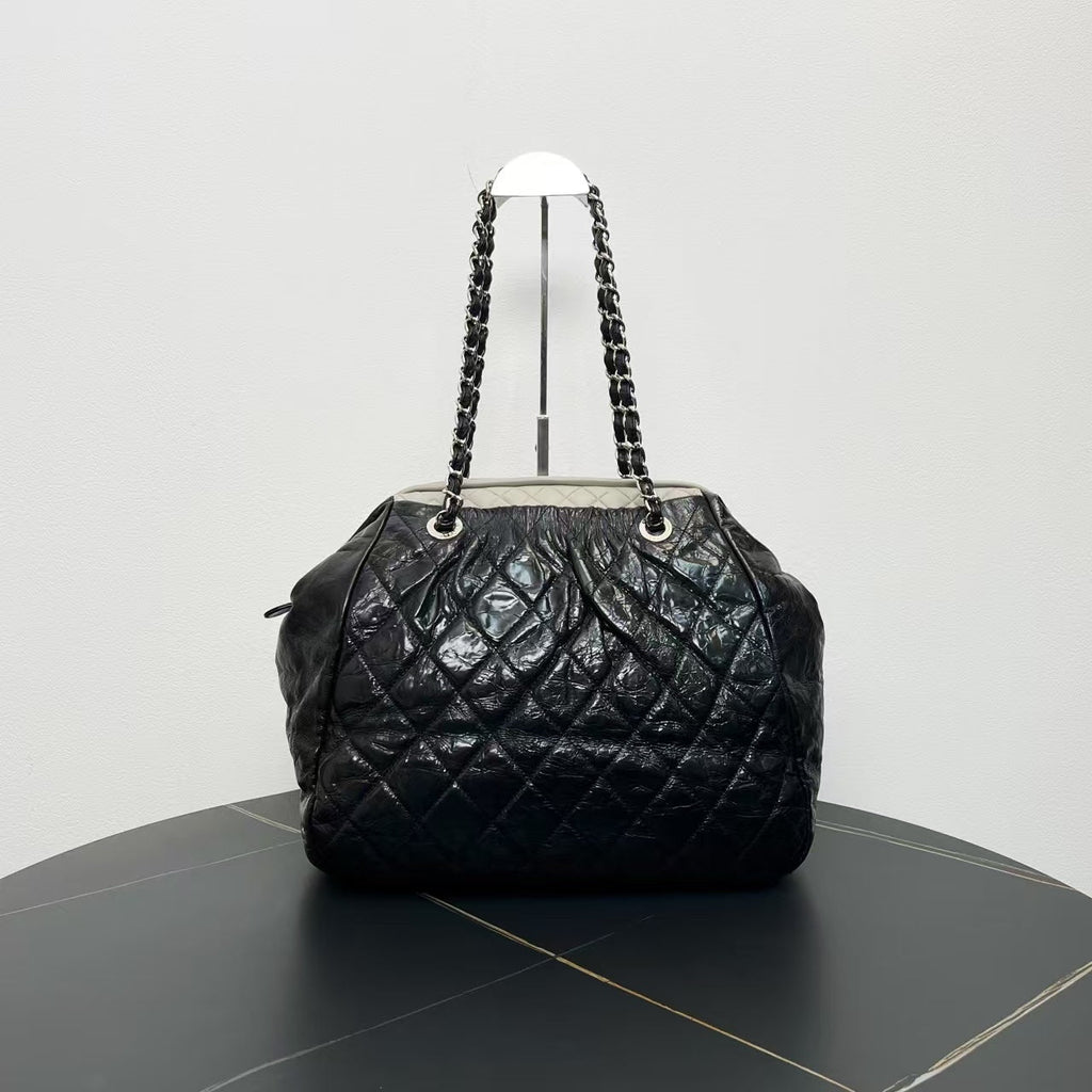 Chanel Quilted Black Lambskin Tote Bag 2009-2010