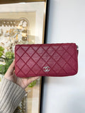 Preloved Chanel Red Quilted Wallet with Zipper #5A