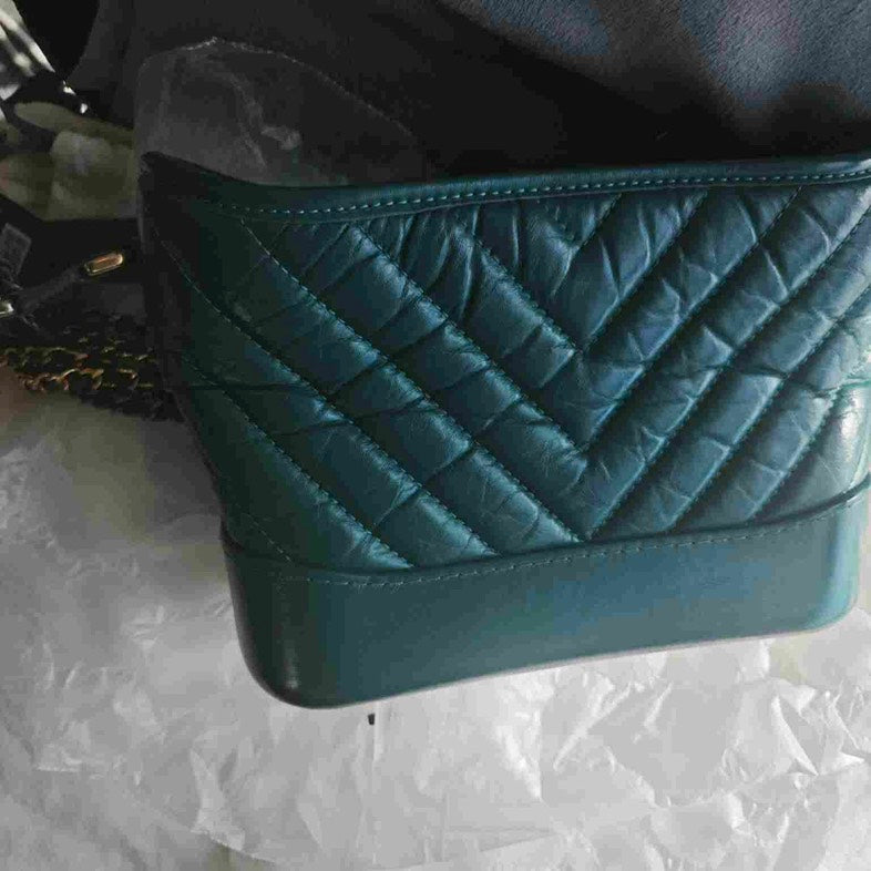 Preloved Chanel Chevron Green Shoulder Bag