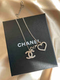 Chanel Heart-shaped Pendant Silver Necklace