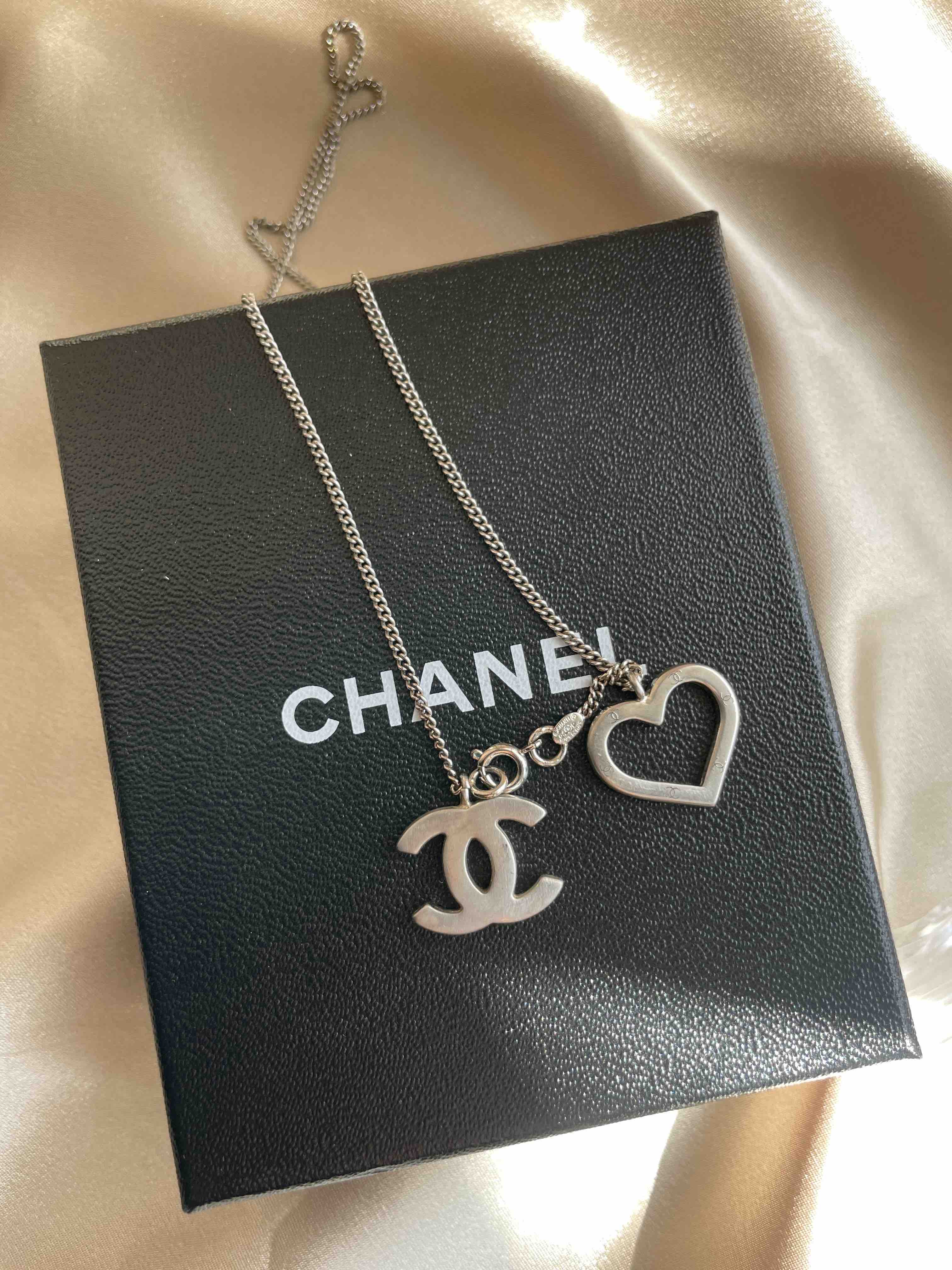 Chanel Heart-shaped Pendant Silver Necklace