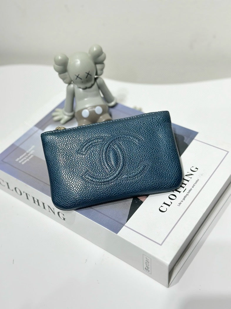Preloved Chanel Caviar Wallet Blue 27-Series