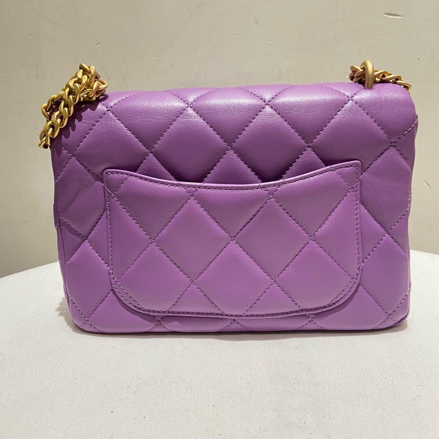 Preloved Chanel Lambskin Purple Shoulder Bag