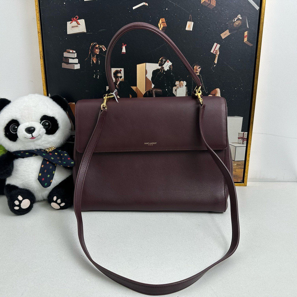 Saint Laurent Burgundy Two-Way Satchel/Top Handle Bag