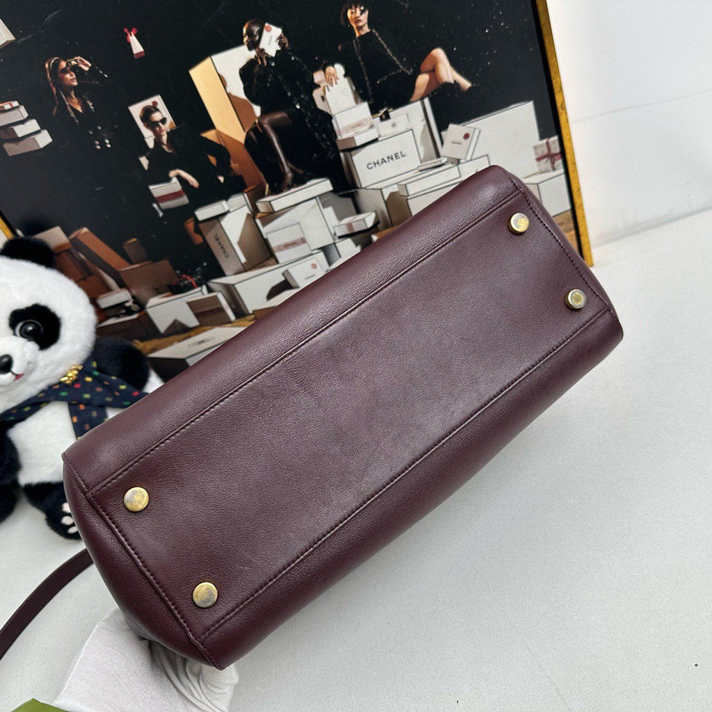 Saint Laurent Burgundy Two-Way Satchel/Top Handle Bag